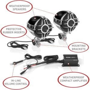 boss audio black/chrome 600 watt bluetooth 3 in. speaker kit mc440b