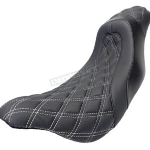 cmc motorsports black fastback tall rider largo 2 up double diamond seat w/white stitching erseat09wh largo