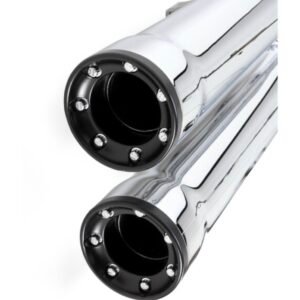 cobra chrome tri flo slip on mufflers w/gloss black tips 6212cb