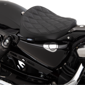 drag specialties black bobber style double diamond black stitched solo seat 0804 0739