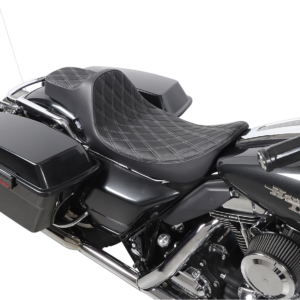 drag specialties black double diamond extended reach predator iii seat w/silver stitching 0801 1370