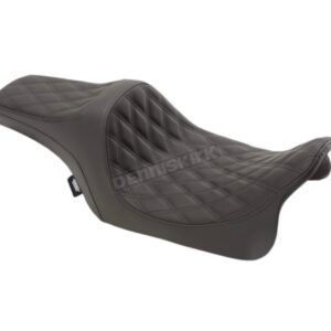 drag specialties black double diamond stitch vinyl predator iii seat w/black thread 0801 1114