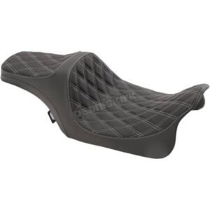 drag specialties black double diamonds stitch vinyl predator iii seat w/silver thread 0801 1115