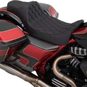 drag specialties black extended reach predator iii double diamond seat w/black thread 0801 1260