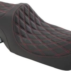 drag specialties black predator iii 2 up double diamond seat w/red thread 0801 1310