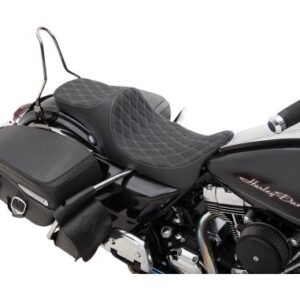 drag specialties black predator iii 2 up double diamond seat w/silver thread 0801 1305
