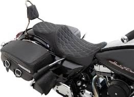 drag specialties black predator iii 2 up double diamond seat w/silver thread 0801 1309