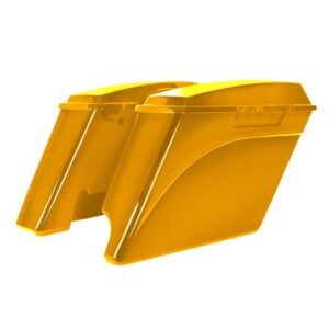 hogworkz chrome yellow pearl dual cut stretched saddlebags 4 in. extended hw149082