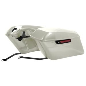 hogworkz white sand pearl softail standard saddlebag conversion kit w/ black hardware hw167790