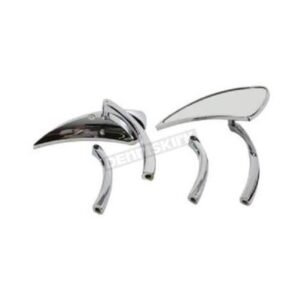 wyatt gatling chrome tear drop mirror set w/solid billet stems 34 0136