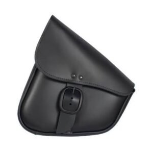 willie & max black leather triangulated swingarm bag w/matte black buckle 59893 00