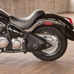 willie & max black leather triangulated swingarm bag w/chrome buckle 59823 00