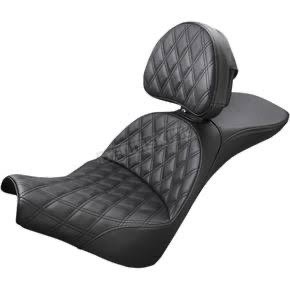 saddlemen black explorer lattice stitch touring seat w/driver backrest 818 30 030ls