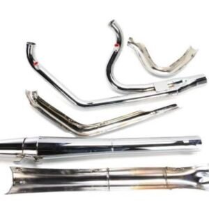 thunderheader chrome long style high performance 2 into 1 exhaust system with heat shields 1074s