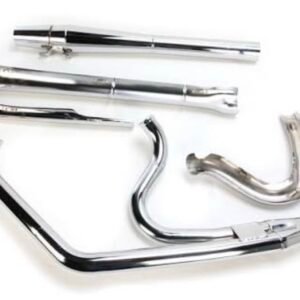 thunderheader chrome long style high performance 2 into 1 exhaust system with heat shields 1024s