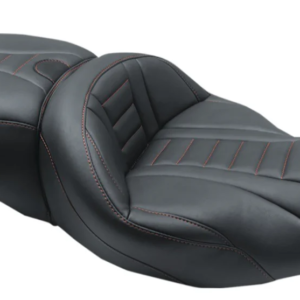 mustang seats super touring deluxe one piece seat w/american beauty red stitching 79006ab