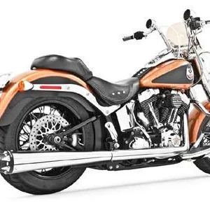 freedom performance chrome american outlaw dual exhaust system w/black tips hd00285
